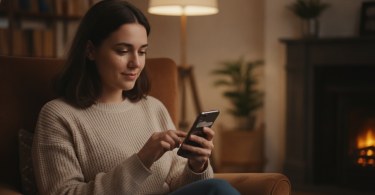 Une personne réfléchie regarde son smartphone, hésitant à envoyer un message à son ex avec espoir et maturité.