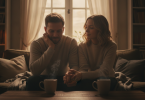 Un couple attentionné assis dans un cadre chaleureux, réfléchissant à leur relation avec clarté et espoir.
